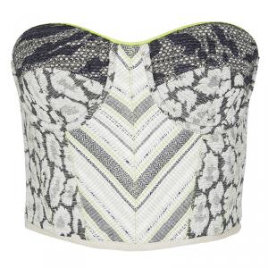 Matthew Williamson Patchwork Neon Trim Cropped Corset Top S
