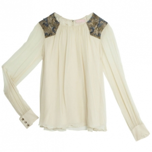 Matthew Williamson Shoulder Embellished Silk Top L