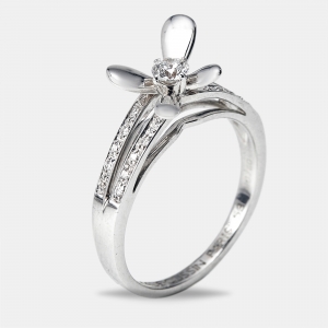 Pre Owned Mauboussin Moi Aimer Toi Diamonds 18k White Gold Ring Size 53