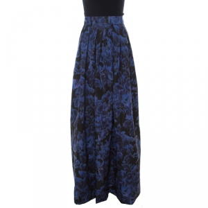 Max Mara Blue Printed Silk Maxi Skirt M 