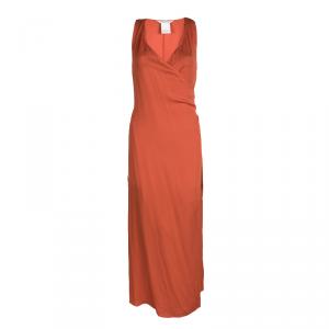 Max Mara Orange Silk Sleeveless Wrap Dress M
