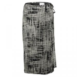 Max Mara Beige and Black Textured Wrap Skirt M