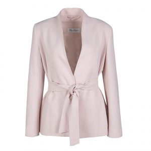 Max Mara Blush Pink Wool Wrap Front Belted Jacket S
