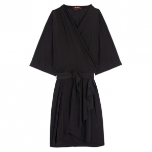 Pre Owned Max Mara Black Wrap Silk Dress L