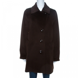 Max Mara Dark Brown Wool Long Coat M