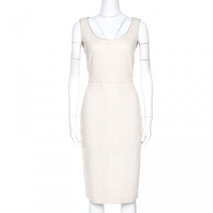 Max Mara Cream Cotton Tweed Lina Sheath Dress M