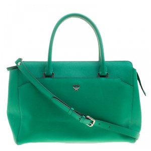MCM Green Leather Convertible Tote