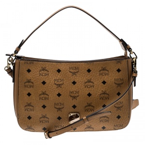MCM Cognac Visetos Coated Canvas Crossbody Bag