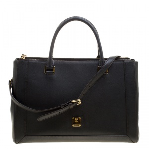 MCM Black Saffiano Leather Large Nuovo Tote