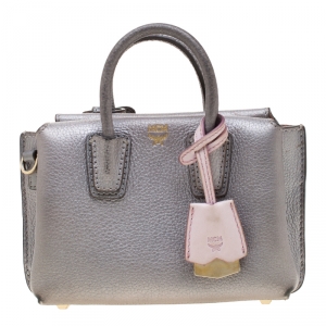 MCM Silver Leather X Mini Milla Crossbody Bag
