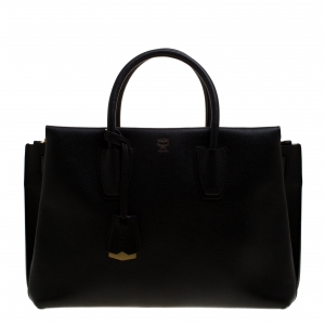 MCM Black Leather Medium Milla Tote