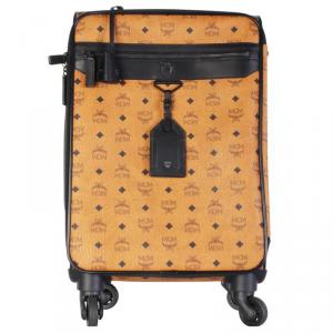 MCM Cognac Visetos Coated Canvas Traveler Cabin Trolley 