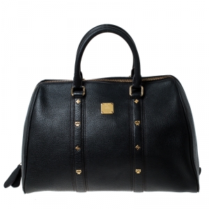 MCM Black Leather Bowler Bag