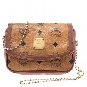 MCM Cognac Visetos Coated Canvas Crossbody Bag