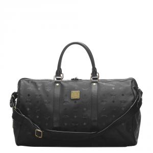 MCM Black Visetos PVC Duffle Bag