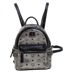 MCM Silver Visetos Coated Canvas Mini Studs Stark Backpack