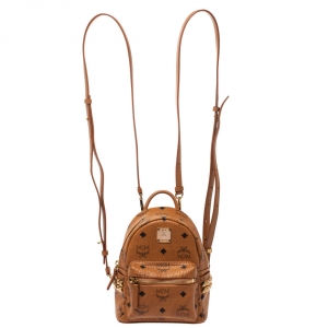 MCM Brown Visetos Coated Canvas X-Mini Bebe Boo Backpack