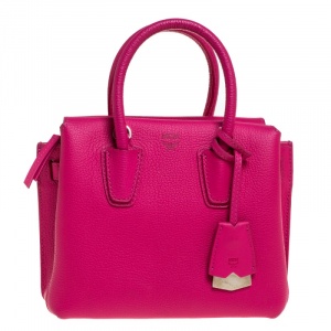 Pre Owned MCM Pink Leather Mini Milla Tote