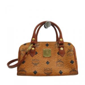 Pre Owned MCM Brown Conyac Visetos Boston