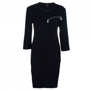 Pre Owned McQ by Alexander McQueen Black Jersey Zip Detail Dress XL