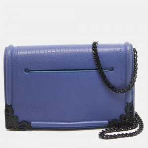 Pre Owned McQ by Alexander McQueen Blue Pebbled Leather Simple Fold Shoulder Bag