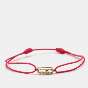 Messika Move Uno Pink Cord Diamond 18k Rose Gold Bracelet