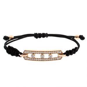 Messika Move Pave Diamonds 18k Rose Gold Adjustable Cord Bracelet