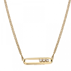 Messika Move Diamond 18K Yellow Gold Double Chain Necklace