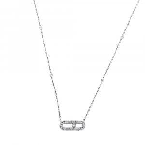 Messika Move Uno Pave Diamond 18K White Gold Necklace