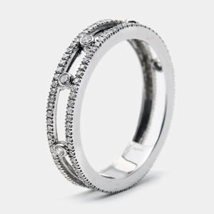 Messika Move Romane Diamond 18k White Gold Wedding Ring Size 59