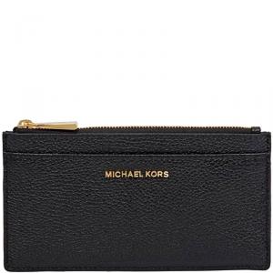 مملوكة مسبقًا Michael Kors Black Pebbled Leather Large Card Case
