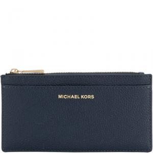 مملوكة مسبقًا Michael Kors Blue Pebbled Leather Large Card Case