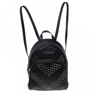 Pre Owned Michael Kors Black Leather Studded Abbey Backpack