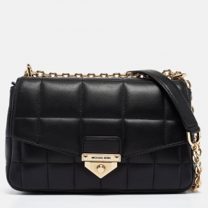 Pre Owned Michael Kors Black Quilted Leather Large Soho Chain Shoulder Bag
