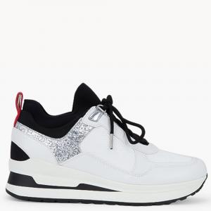 Michael Kors White Leather and Textile Lula Elevated Trainer Sneakers Size EU 40.5