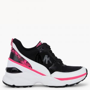 Michael Kors Black Leather and Textile Mickey Elevated Trainer Sneakers Size EU 40
