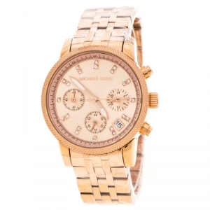 Michael Kors Rose Gold Plated Stainless Steel Ritz MK6077 Women's Wristwatch 37 mm