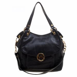 Pre Owned Michael Kors Black Leather Shoulder Bag