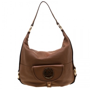 Pre Owned Michael Kors Brown Leather Fulton Hobo 