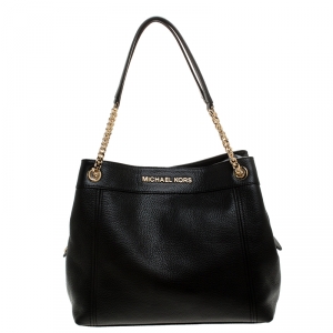 Pre Owned حقيبة كتف مايكل كورس جي ت سيت ايتم بسلسلة جلد سوداء