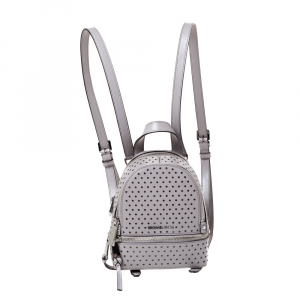 Pre Owned Michael Kors Grey Perforated Leather Mini Rhea Backpack