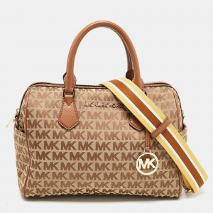 Pre Owned  Michael Kors Brown Signature  Canvas and Leather Duffle Satchel