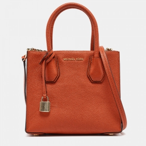 Pre Owned Michael Kors Orange Leather Small Mercer Tote