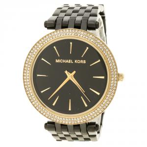 Michael Kors Black Crystal Stainless Steel Darci MK3322 Women's Wristwatch 39 mm