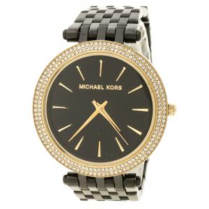 Pre Owned Michael Kors Black Crystal Stainless Steel Darci MK3322 Women's Wristwatch 39 mm