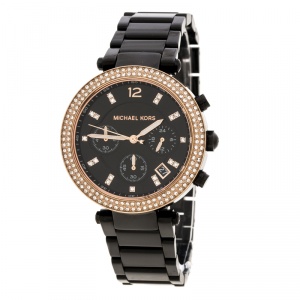 Michael Kors Black Stainless Steel and Rose Gold Plated Steel Parker MK5885 Women's Wristwatch 39 mm