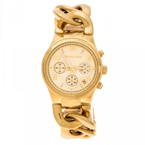 Michael Kors Yellow Gold Plated Stainless Steel Runway Twist MK3131 Women's Wristwatch 37 mm
