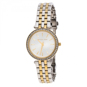 Pre Owned Michael Kors Silver Gold-Plated Stainless Steel Darci MK3405 Women's Wristwatch 33MM
