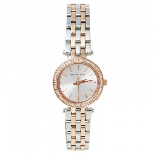 Pre Owned Michael Kors Silver Two-Tone Stainless Steel Petite Darci MK3298 Women's Wristwatch 26 mm