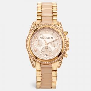 Michael Kors Champagne Gold Plated Stainless Steel Acetate  Blair MK5943 Women's Wristwatch 38 mm